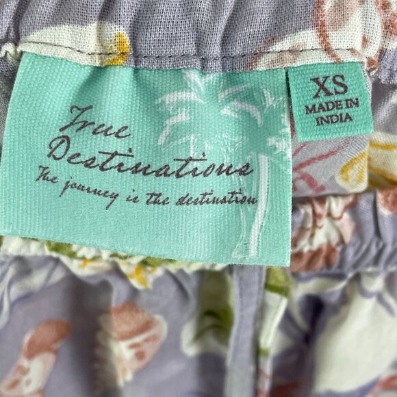 NEW True Destinations Womens XS Coastal Print Tiered Wide Leg Pants Pull On - Picture 2 of 10